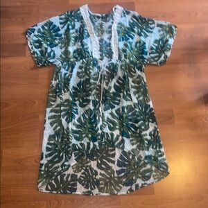 Tropical Leaf Print Cover-Up